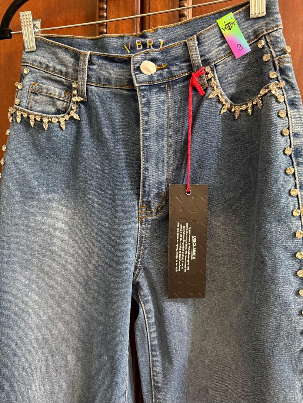 Embellished High-Rise Blue Women's Jeans